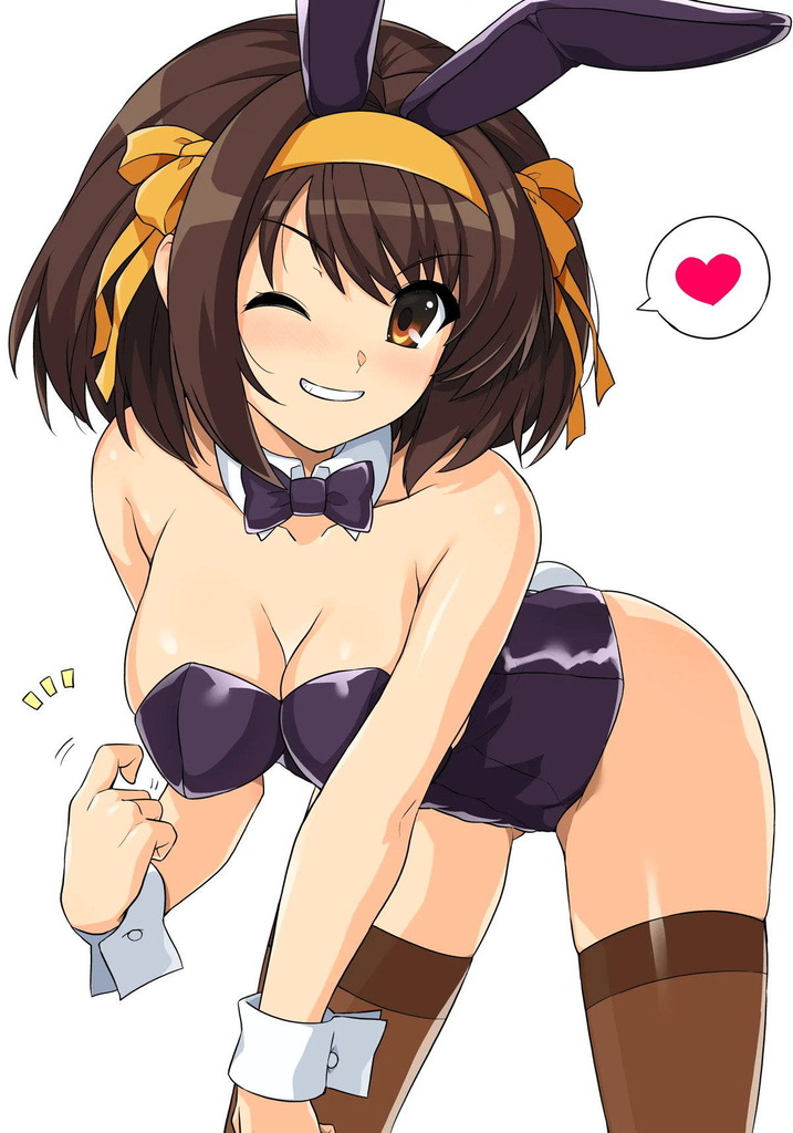 【涼宮ハルヒの憂鬱】バニーコスハルヒがバックで犯されてお漏らしイキ❤️
